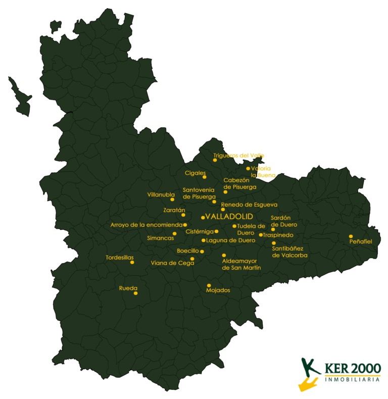 Mapa de la provincia de Valladolid